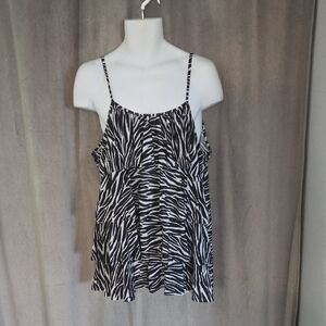 3x Zebra Print Spaghetti Strap Tank Top With Front Layers